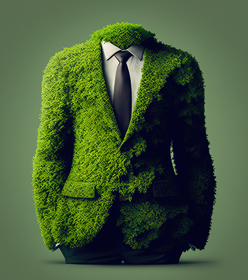 Costume d'homme recouvert de pelouse